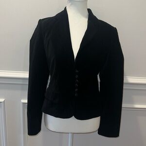 Club Monaco Black Velvet Button Closure Fitted Blazer Size 0